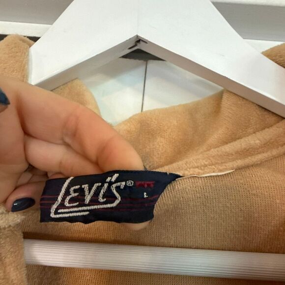 Vintage 70’s RARE Levi’s Velour tan collared polo shirt size Large - Picture 3 of 7